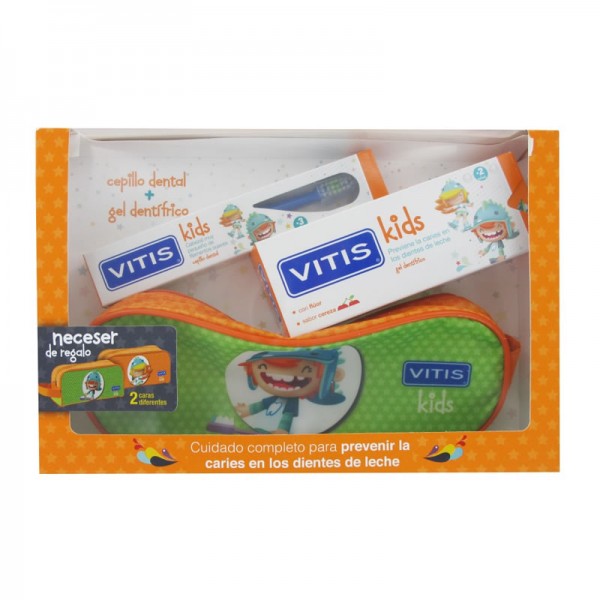 Vitis Kids Pack Gel dentífrico + Cepillo dental + Neceser