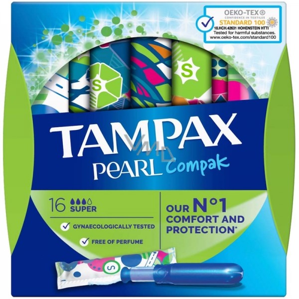 Tampax Compak Pearl Tampón 100% Algodón Súper