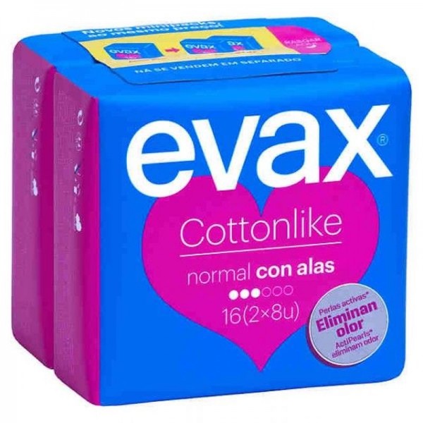 Compresas Cottonlike Higiénicas Femeninas Evax Normal Alas 16U