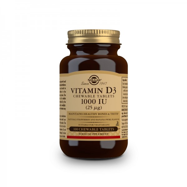 Solgar Vitamina D3 1000 UI Comprimidos Masticables