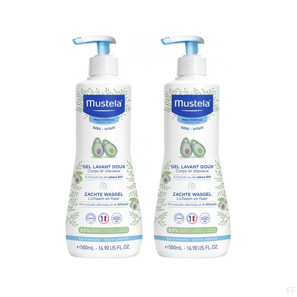 Mustela gel de baño Bio para cuerpo y cabello certificado orgánico.